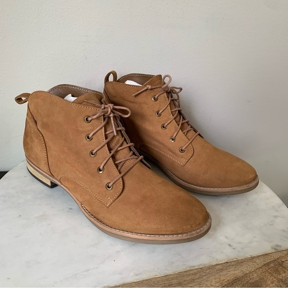 DIBA TRUE Leather booties chestnut Suede lace up chunky ankle boot 10 - Picture 8 of 16